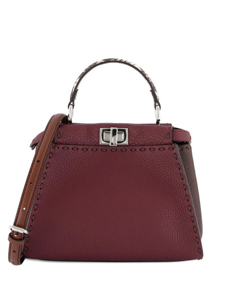  Fendi Peekaboo Top-handle Leather Tote Bag - Red 