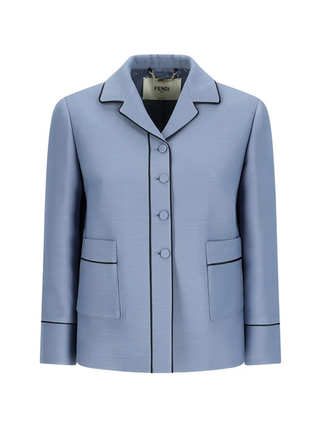  Fendi Piped Blouson Jacket - Blue 