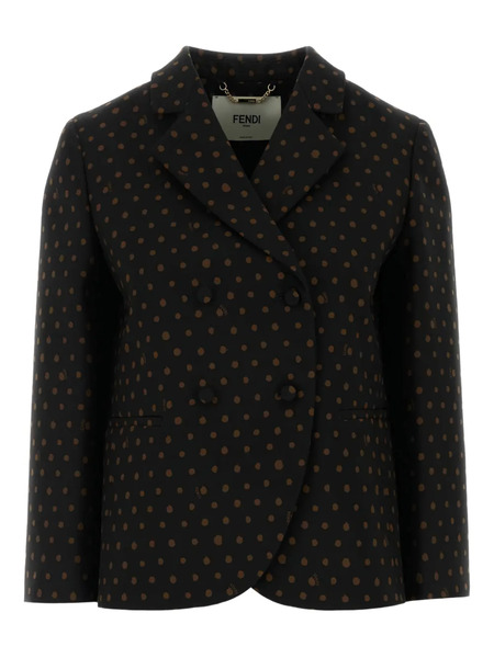  Fendi Polka-dot Double-breasted Blazer - Black 