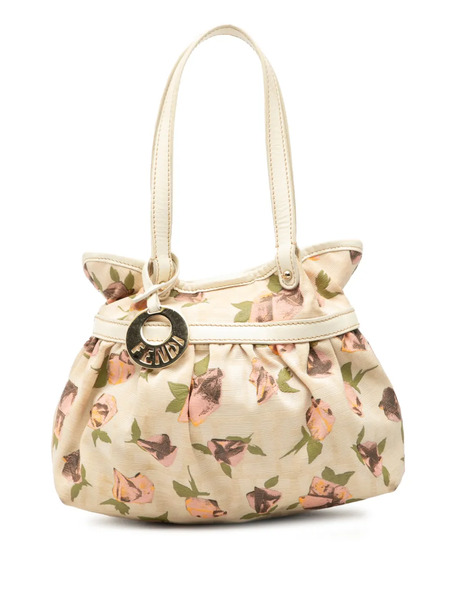  Fendi Pre-owned 2010-2025 Mini Zucca Canvas Rose Printed Chef Handbag - Brown 