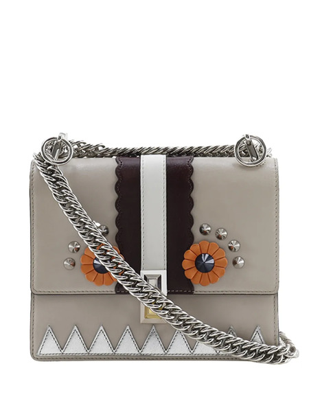  Fendi Pre-owned 2010-2026 Vitello Liberty Lucido Catalan Small Mirror Hypnoteyes Studded Kan I Crossbody Bag - Brown 
