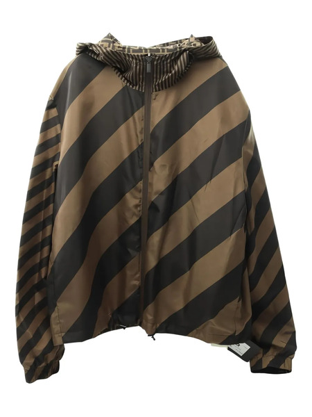  Fendi Pre-owned Zucca-print Reversible Hooded Jacket - Brown 