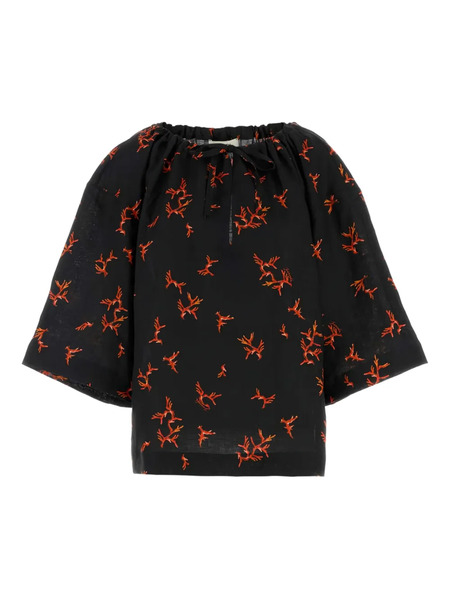  Fendi Printed Linen Blouse - Black 