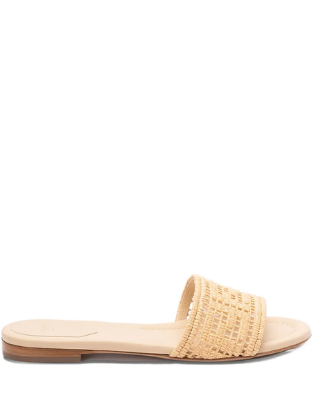  Fendi Raffia Flat Slides - Neutrals 