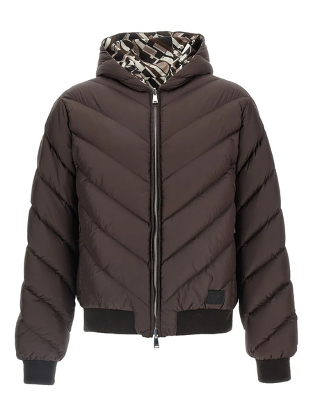  Fendi Reversible Quilted Hooded Jacket - Brown 