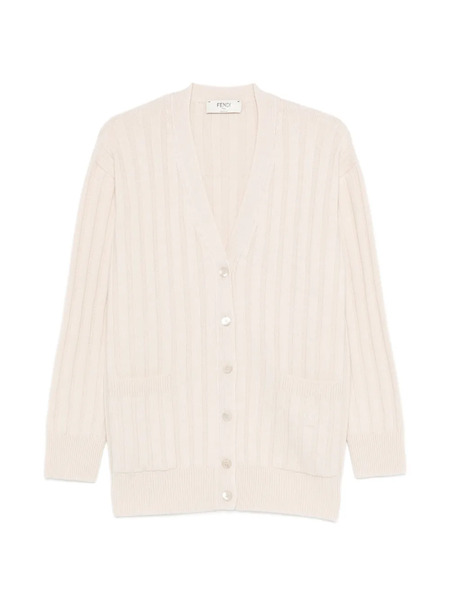  Fendi Ribbed Pocket Cardigan - Neutrals 
