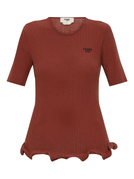  Fendi Ruffled-hem Top - Red 
