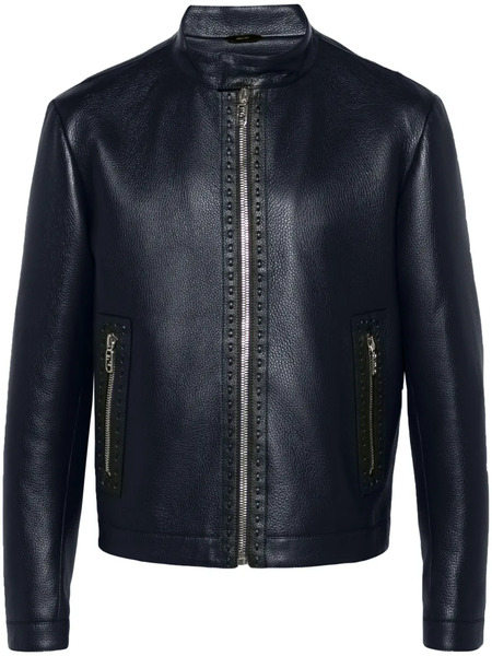  Fendi Selleria Leather Jacket - Blue 