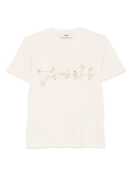  Fendi Sequin-embellished T-shirt - Neutrals 