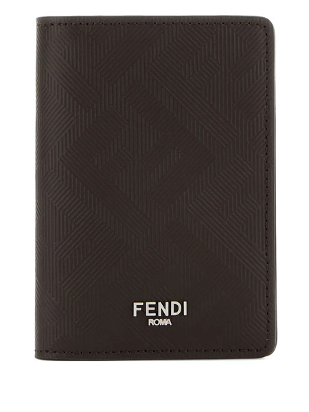  Fendi Shadow Leather Card Holder - Brown 