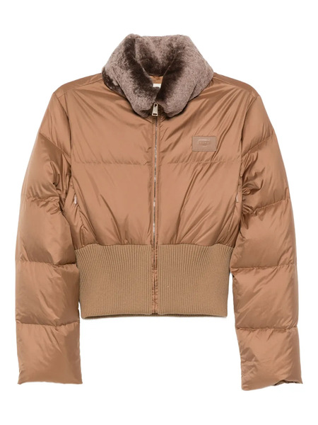  Fendi Shearling-collar Padded Jacket - Brown 