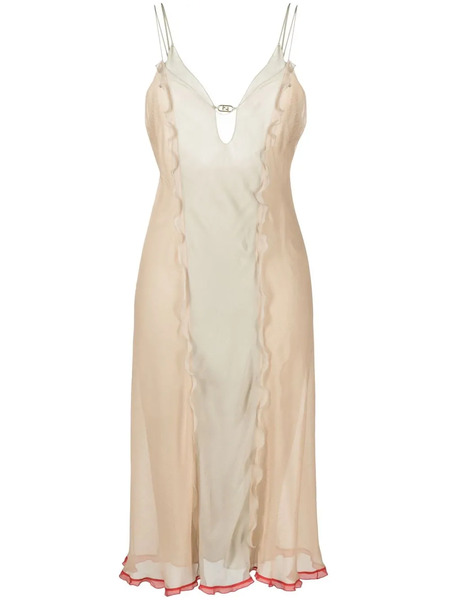  Fendi Silk Midi Dress - Neutrals 
