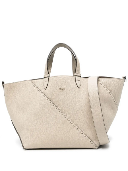  Fendi Small Selleria Diagonal Tote Bag - Neutrals 