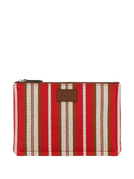  Fendi Small Striped Canvas Clutch - Red 