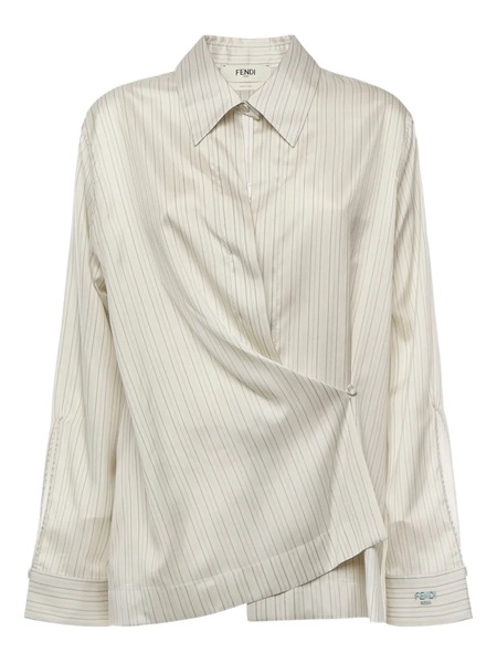  Fendi Striped Draped Shirt - Neutrals 