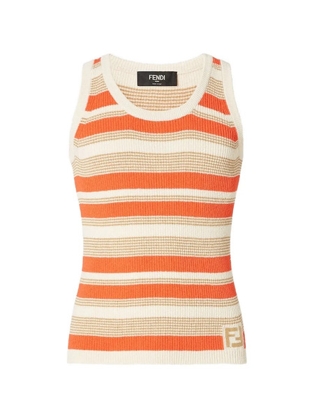  Fendi Striped Logo Vest - Neutrals 