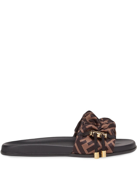  Fendi Toggle-fastening Ff-logo Slides - Brown 