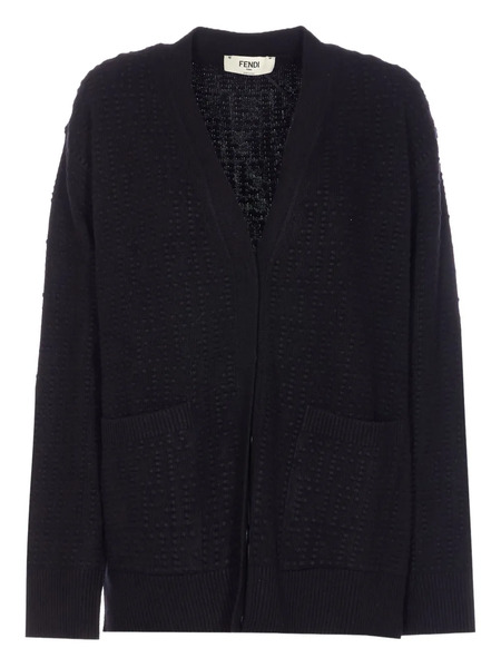  Fendi V-neck Cardigan - Black 