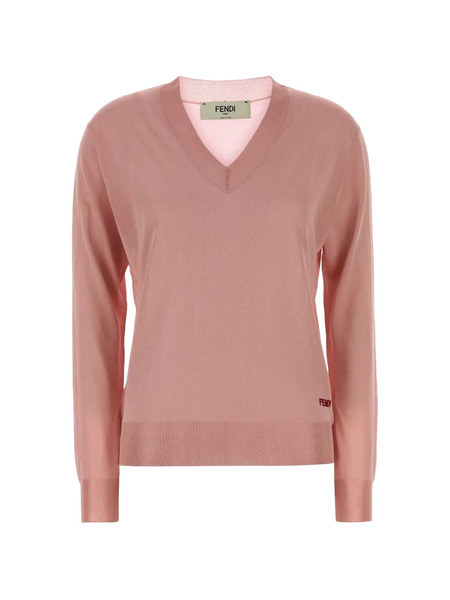  Fendi V-neck Stretch Sweater - Pink 