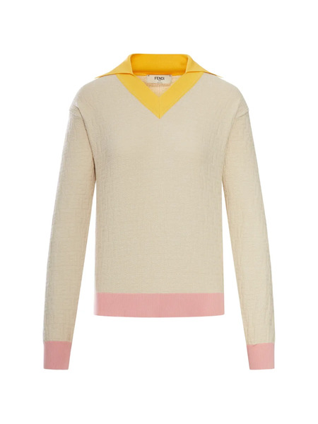  Fendi V-neck Sweater - Neutrals 