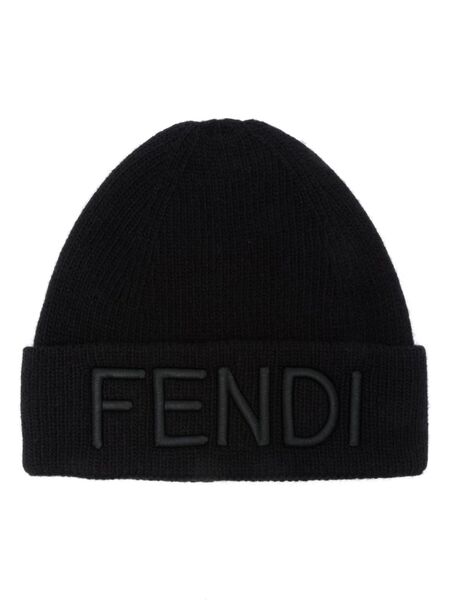  Fendi Wool Beanie Hat - Black 
