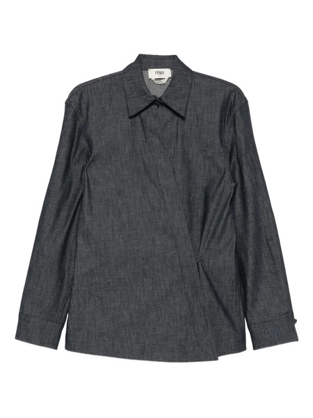  Fendi Wrap-effect Denim Shirt - Blue 
