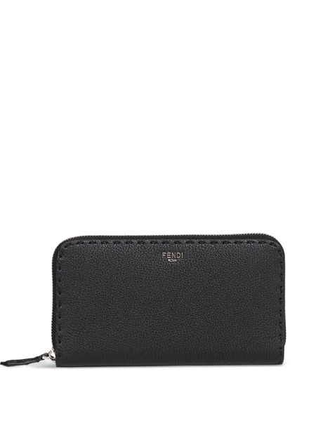  Fendi Zip-up Leather Wallet - Black 