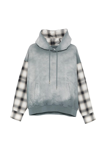  Feng Chen Wang Check-pattern-sleeve Hoodie - Grey 