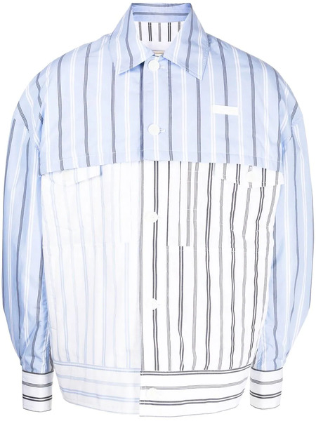  Feng Chen Wang Layered Striped Jacket - White 