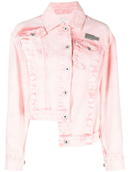 Feng Chen Wang Logo-plaque Asymmetric Denim Jacket - Pink 