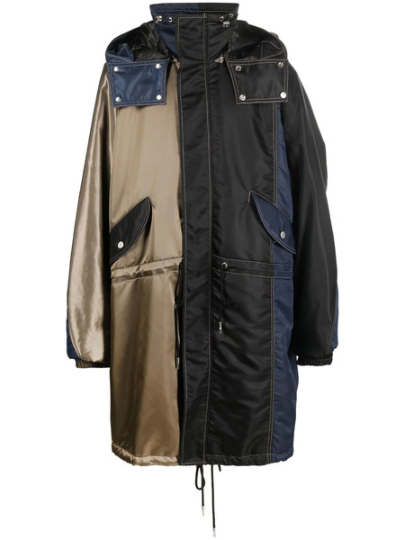 Feng Chen Wang Oversized Colour-block Hooded Coat - Black 