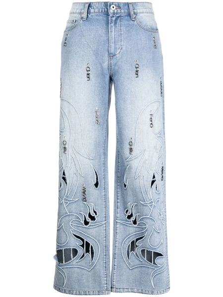 Feng Chen Wang Phoenix Cut-out Jeans - Blue 