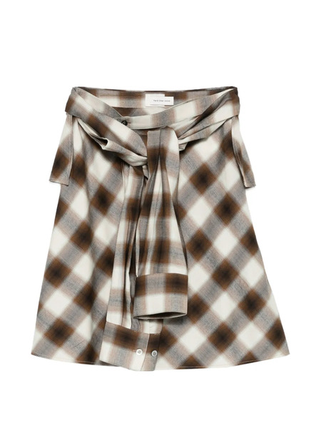  Feng Chen Wang Plaid-pattern Tie-fastening Mini Skirt - Brown 