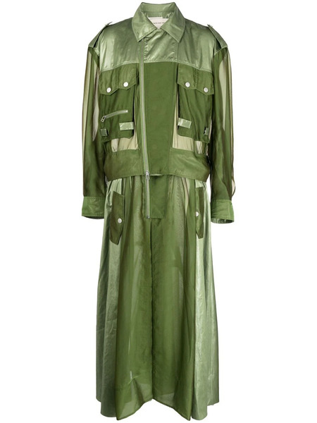 Feng Chen Wang Sheer-panelling Jacket - Green 