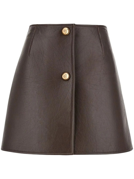  Ferragamo A-line Leather Mini Skirt - Brown 