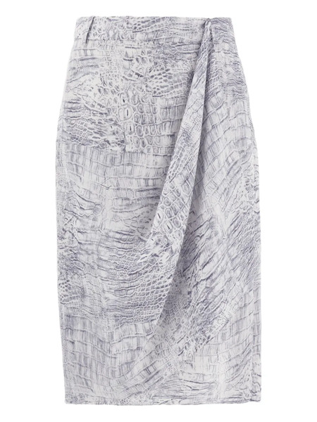  Ferragamo Alligator-print Mini Skirt - White 