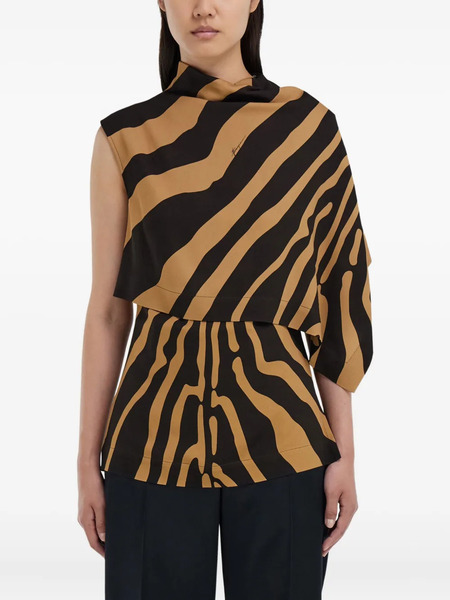  Ferragamo Animal-print Asymmetric Top - Brown 
