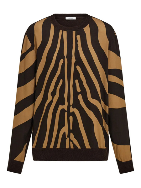  Ferragamo Animal-print Panelled Sweater - Brown 