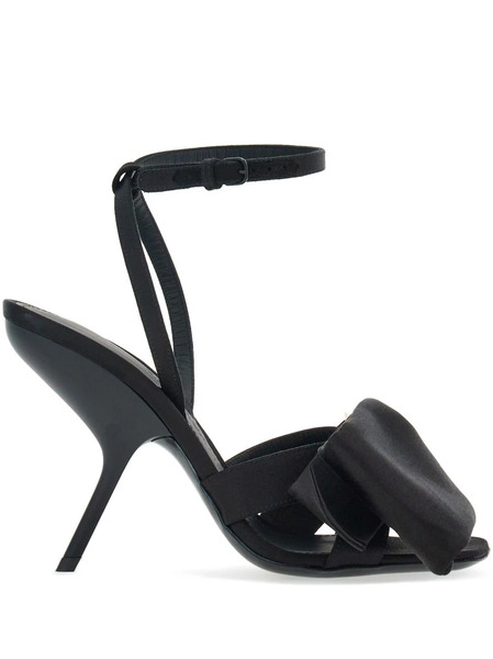  Ferragamo Asymmetric-bow Satin Sandals - Black 