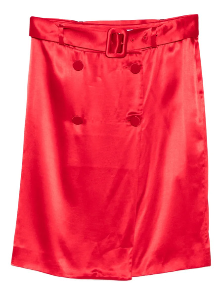  Ferragamo Belted Button-front Midi Skirt - Red 
