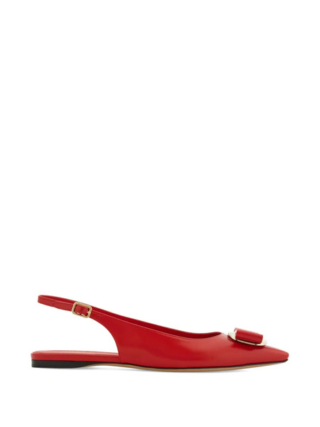  Ferragamo Bow Slingback Ballet Flats - Red 