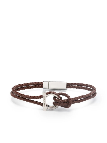  Ferragamo Braided Leather Bracelet - Brown 