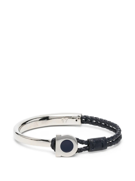  Ferragamo Braided-leather Bracelet - Silver 