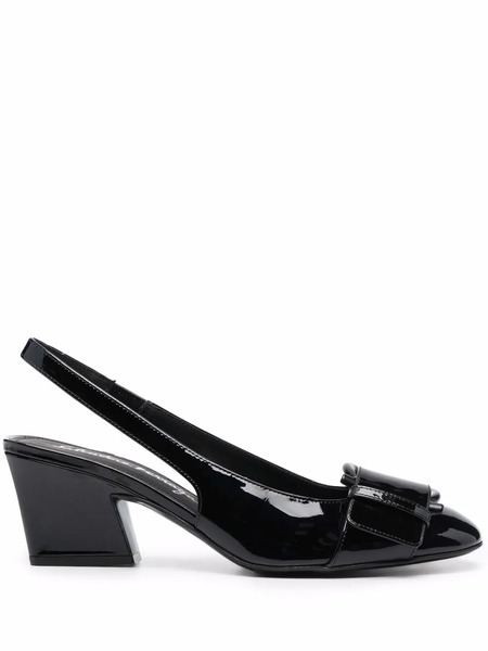 Ferragamo Briget Patent-leather Slingback Pumps - Black 