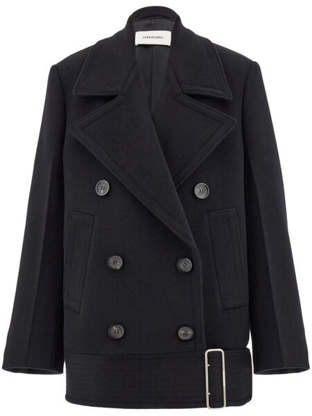  Ferragamo Brushed-finish Peacoat - Black 