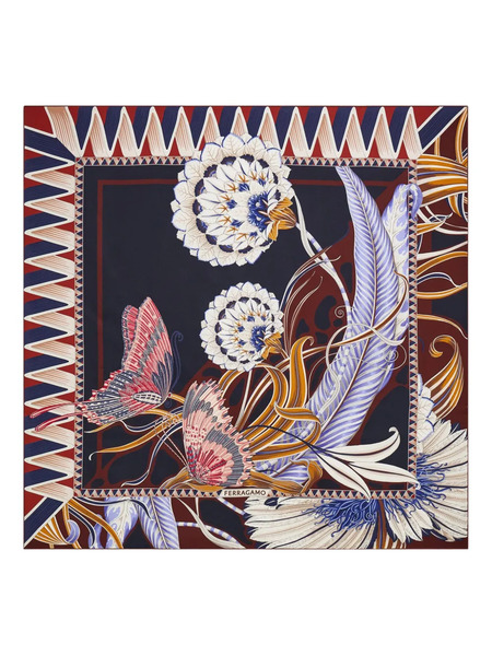  Ferragamo Butterfly-print Silk Scarf - Blue 