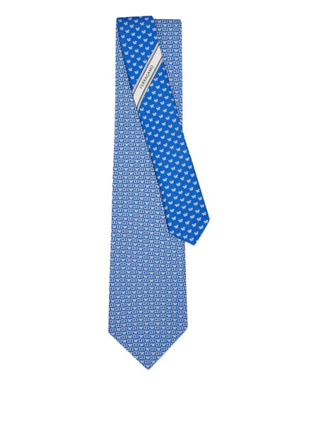  Ferragamo Butterfly-print Silk Tie - Blue 