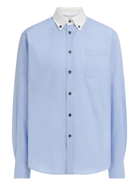  Ferragamo Button-down Contrasting-collar Shirt - Blue 