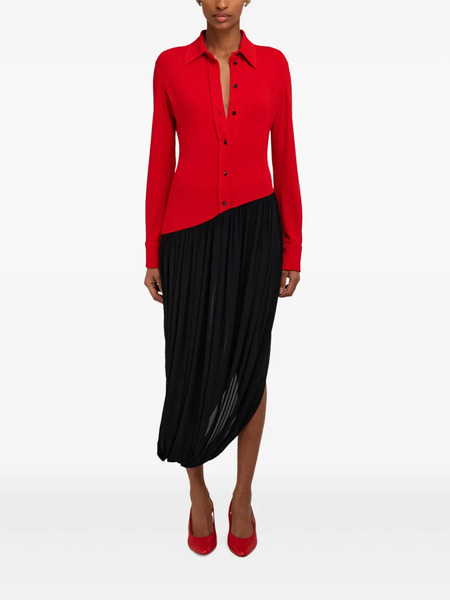  Ferragamo Button-up Asymmetrical Dress - Red 