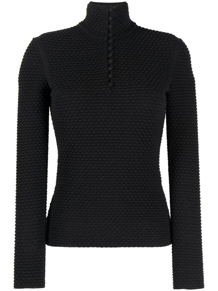  Ferragamo Buttoned Open-knit Jumper - Black 